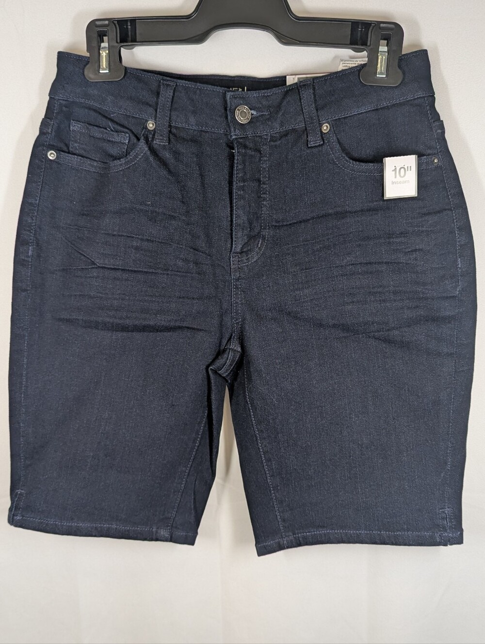 Time and Tru Women's Mid Rise Dark Wash Stretch Denim Shorts size 6 NWT